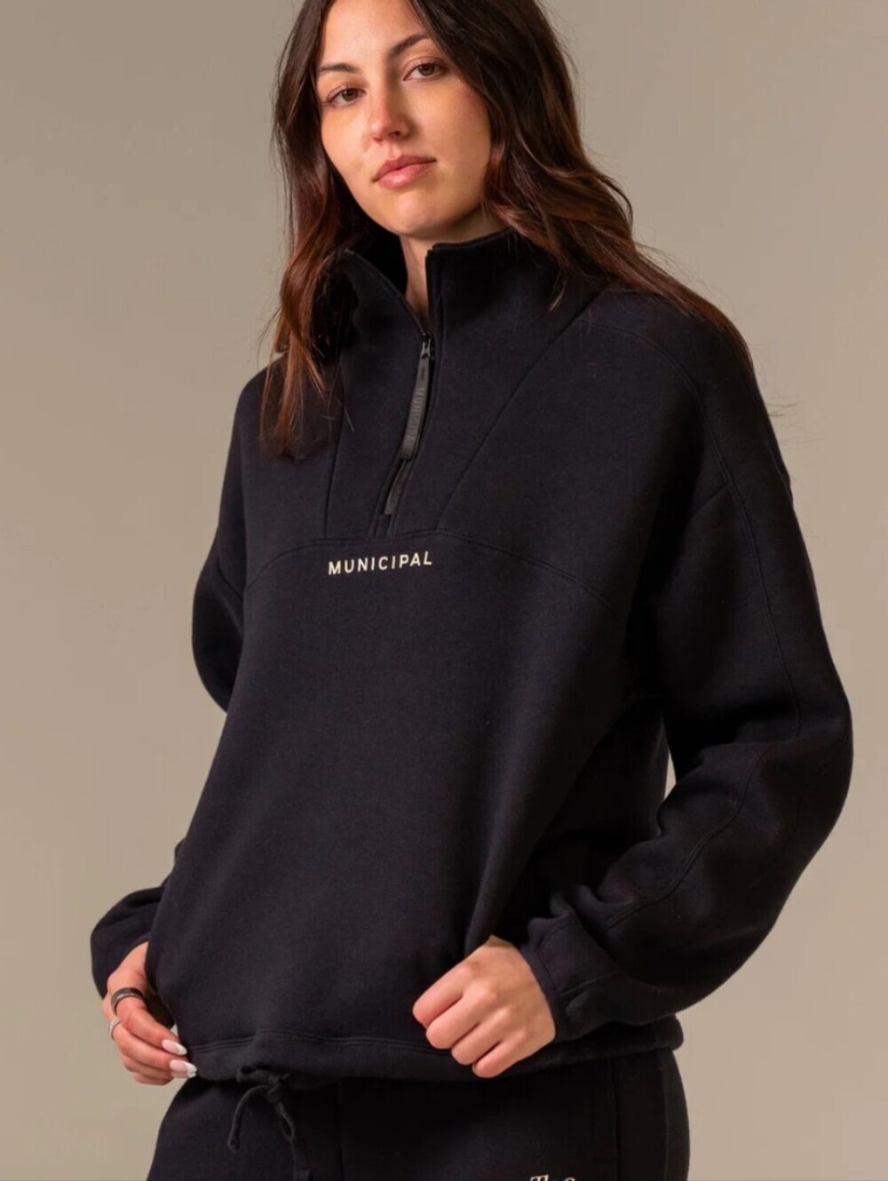 Municipal Self-Made Half-zip Oversized Small in Black